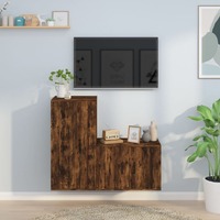  2 Piece TV Cabinet Set Smoked Oak Engineered Wood