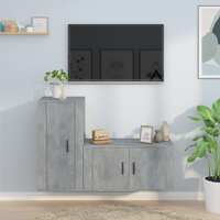  2 Piece TV Cabinet Set Concrete Grey Engineered Wood
