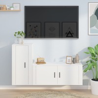  2 Piece TV Cabinet Set White Engineered Wood