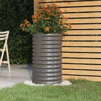  Garden Planter Powder-coated Steel 40x40x68 cm Grey