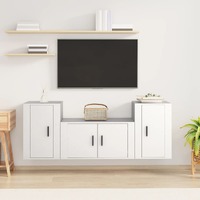  3 Piece TV Cabinet Set White Engineered Wood
