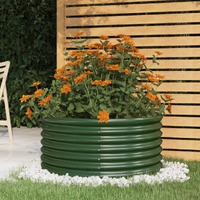  Garden Planter Powder-coated Steel 80x80x36 cm Green