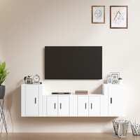  4 Piece TV Cabinet Set White Engineered Wood