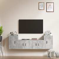  4 Piece TV Cabinet Set Concrete Grey Engineered Wood