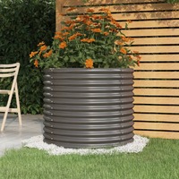  Garden Planter Powder-coated Steel 80x80x68 cm Grey