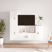  4 Piece TV Cabinet Set White Engineered Wood