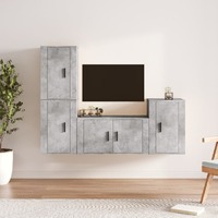  4 Piece TV Cabinet Set Concrete Grey Engineered Wood