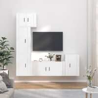  5 Piece TV Cabinet Set White Engineered Wood