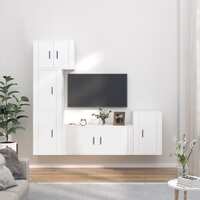  5 Piece TV Cabinet Set White Engineered Wood