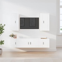  5 Piece TV Cabinet Set White Engineered Wood