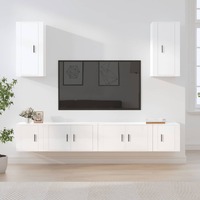  6 Piece TV Cabinet Set High Gloss White Engineered Wood