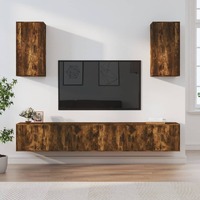 6 Piece TV Cabinet Set Smoked Oak Engineered Wood