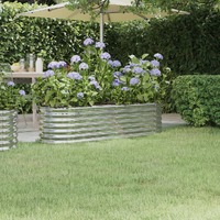  Garden Raised Bed Powder-coated Steel 152x40x36 cm Silver
