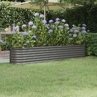  Garden Raised Bed Powder-Coated Steel 224x40x36 cm Grey