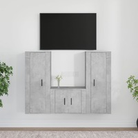  3 Piece TV Cabinet Set Concrete Grey Engineered Wood
