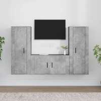  3 Piece TV Cabinet Set Concrete Grey Engineered Wood
