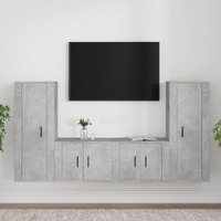  4 Piece TV Cabinet Set Concrete Grey Engineered Wood