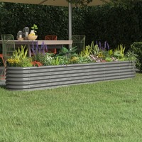  Garden Raised Bed Powder-Coated Steel 260x40x36 cm Grey