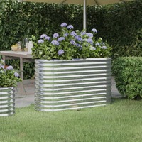  Garden Raised Bed Powder-Coated Steel 114x40x68 cm Silver
