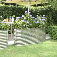  Garden Raised Bed Powder-Coated Steel 152x40x68 cm Silver