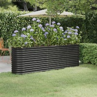  Garden Raised Bed Powder-Coated Steel 224x40x68 cm Anthracite
