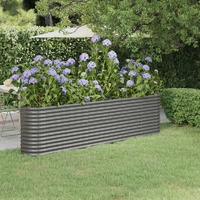  Garden Raised Bed Powder-Coated Steel 260x40x68 cm Grey
