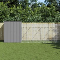  Dog House with Run Light Grey 165x1271x181 cm Galvanised Steel