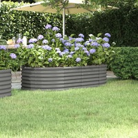  Garden Raised Bed Powder-Coated Steel 152x80x36 cm Grey