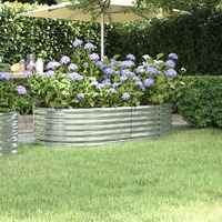 Garden Raised Bed Powder-Coated Steel 152x80x36 cm Silver