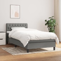  Box Spring Bed with Mattress Dark Grey 100x200 cm Fabric