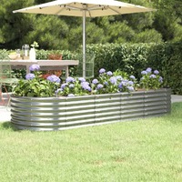  Garden Raised Bed Powder-Coated Steel 224x80x36 cm Silver
