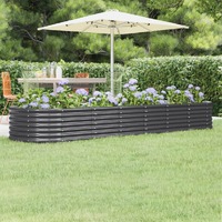  Garden Raised Bed Powder-coated Steel 296x80x36 cm Anthracite