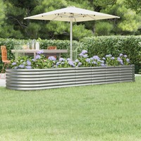  Garden Raised Bed Powder-coated Steel 296x80x36 cm Silver