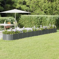  Garden Raised Bed Powder-Coated Steel 512x80x36 cm Grey