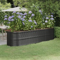  Garden Raised Bed Powder-Coated Steel 296x80x68 cm Anthracite