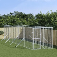  Outdoor Dog Kennel Silver 2x10x2 m Galvanised Steel