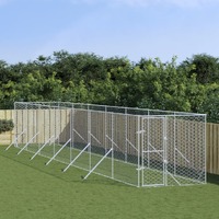  Outdoor Dog Kennel Silver 2x14x2 m Galvanised Steel