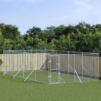  Outdoor Dog Kennel Silver 4x8x2 m Galvanised Steel