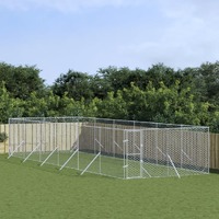  Outdoor Dog Kennel Silver 4x12x2 m Galvanised Steel