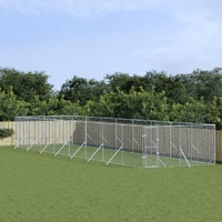  Outdoor Dog Kennel Silver 4x16x2 m Galvanised Steel