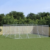  Outdoor Dog Kennel Silver 6x6x2 m Galvanised Steel