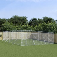  Outdoor Dog Kennel Silver 6x10x2 m Galvanised Steel