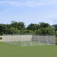  Outdoor Dog Kennel Silver 8x12x2 m Galvanised Steel