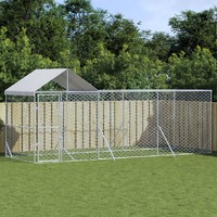  Outdoor Dog Kennel with Roof Silver 6x2x2.5 m Galvanised Steel
