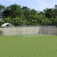  Outdoor Dog Kennel with Roof Silver 10x6x2.5 m Galvanised Steel