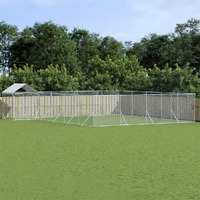  Outdoor Dog Kennel with Roof Silver 10x8x2.5 m Galvanised Steel