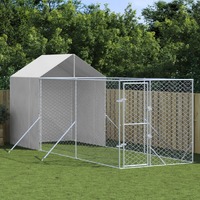  Outdoor Dog Kennel with Roof Silver 2x6x2.5 m Galvanised Steel