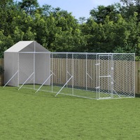  Outdoor Dog Kennel with Roof Silver 2x10x2.5 m Galvanised Steel