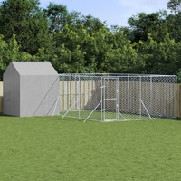  Outdoor Dog Kennel with Roof Silver 6x6x2.5 m Galvanised Steel