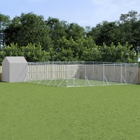  Outdoor Dog Kennel with Roof Silver 10x10x2.5 m Galvanised Steel